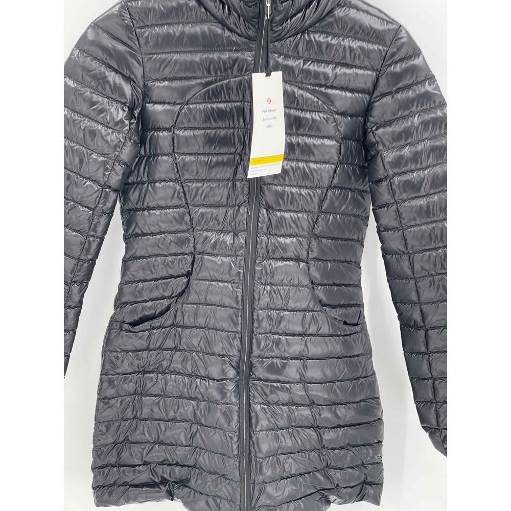 Lululemon Pack It Down Shine Jacket Long Women’s Size 2 Black Hooded New Winter - Picture 3 of 12